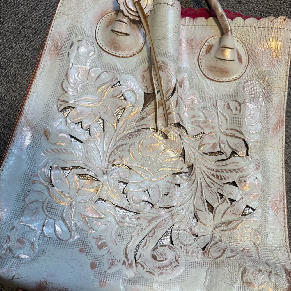 Patricia Nash Cream Floral Embossed Tote
